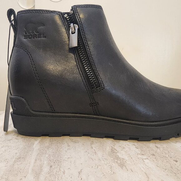 Sorel Womens Evie II Zip Wedge Boot Black, Black 8M - A043 - Picture 7 of 11